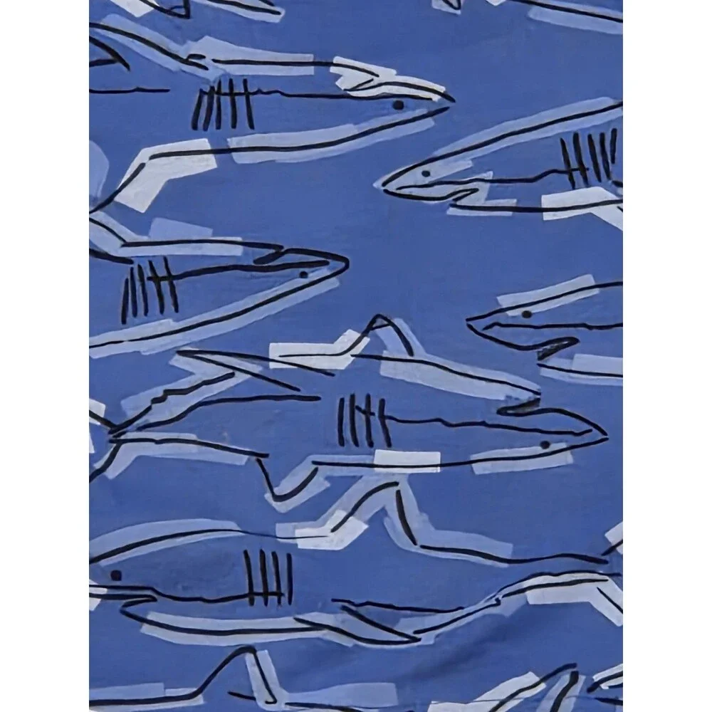 Baby Gap Shark PJ Short Set in blue with an allover shark print - 6 to 12 Mths